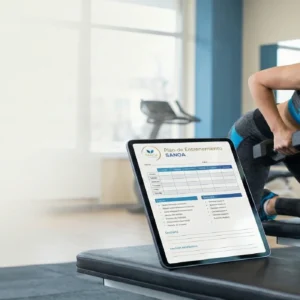 Plan de entrenamiento personalizado sanoa en gimnasio, rutina digital en tablet