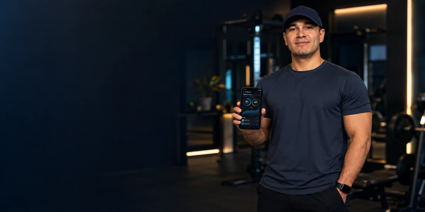 Coach de Sanoa mostrando la app de seguimiento para comenzar un proceso personalizado
